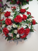 Artificial Red and White Posy