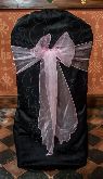 Black embossed cover+pink organza sash €1 each