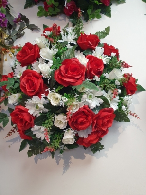 Artificial Red and White Posy