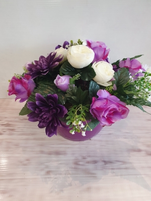 Artificial White and Purple Bouquet