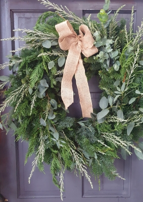 mixed eucalyptus and seasonal foliage wreath