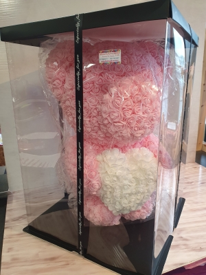 Large Pink Foam Rose Bear 56cm