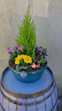 Outdoor green tub planter