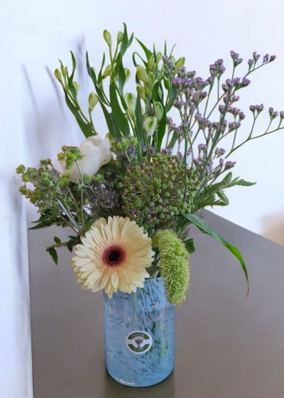 Artic blue vase arrangement