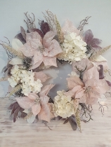 artificial wreath pale pinks and whites