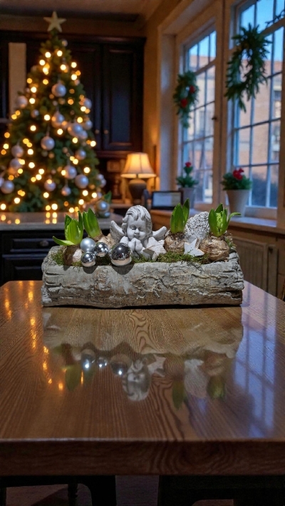 Christmas hyacinth cherub planter