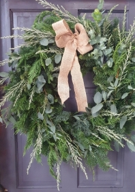 mixed eucalyptus and seasonal foliage wreath
