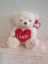Cream Snuggles bear with heart 25cm