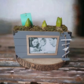 hyacinth + picture frame planter