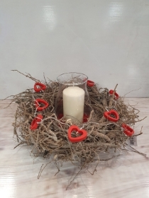 Valentines Love wreath and candle gift set