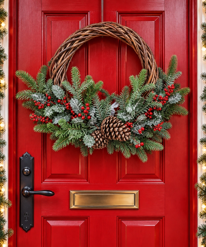 55cm willow half wreath