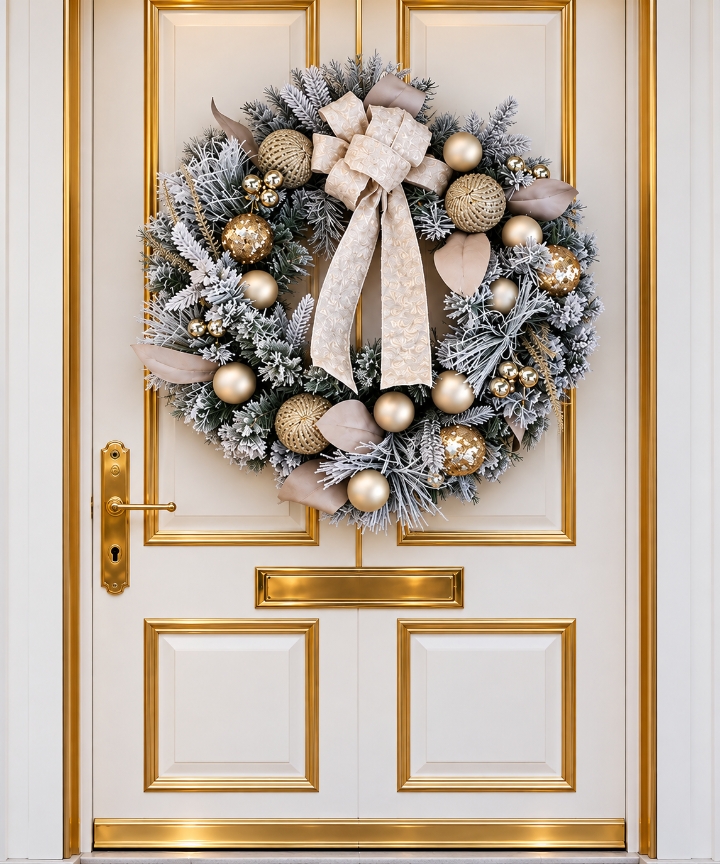 76cm luxury cream and gold wreath