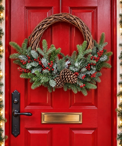 55cm willow half wreath