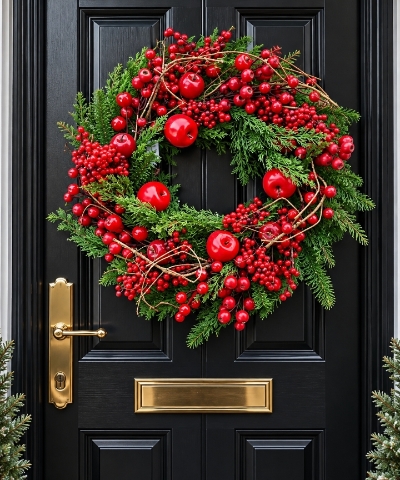65cm Red apple and berry wreath