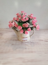 Artificial Pink Roses Jug